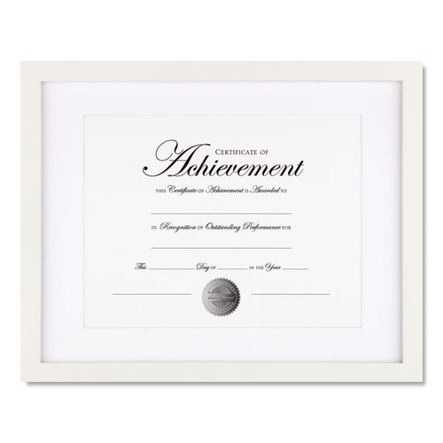 Wood Gallery Frame with Beveled Mat, 11 x 14, White [SKU: DAXNDWG1114WT]