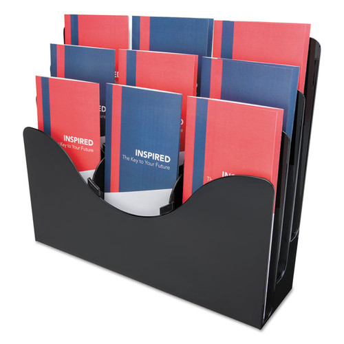 3-Tier Document Organizer w/6 Removable Dividers, 13.38w x 3.5d x 11.5h, Black [SKU: DEF47634]