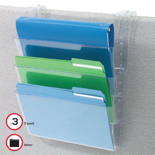 DocuPocket Three-Pocket File Partition Set with Brackets, 3 Sections, Letter Size, 13" x 4" x 20", Clear, 3/Set [SKU: DEF73501RT]