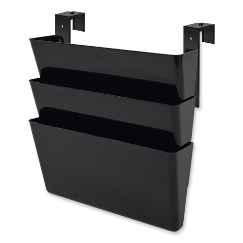 DocuPocket Stackable Three-Pocket Partition Wall File, 3 Sections, Letter Size, 13" x 4", Black [SKU: DEF73504]
