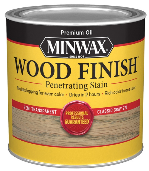 Minwax Wood Finish 227614444 Wood Stain, Classic Gray, Liquid, 0.5 pt, Can [SKU: ORG7995780]