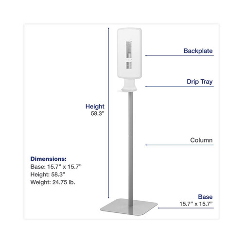 FIT Touch Free Dispenser Floor Stand, 15.7 x 15.7 x 58.3, White [SKU: DIA09495EA]