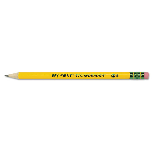 My First Woodcase Pencil with Eraser, HB (#2), Black Lead, Yellow Barrel, Dozen [SKU: DIX33312]