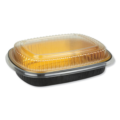 Aluminum Closeable Containers, 47 oz, 9.75 x 1.75 x 7.75, Black/Gold, 50/Carton [SKU: DPK9442PT50]