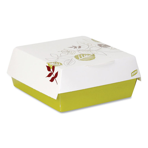 Paperboard Clamshell Sandwich Box, Pathways Theme, 5.5 x 5.5 x 1.38, White/Green/Maroon, Paper, 200/Carton [SKU: DXE4021PATH]