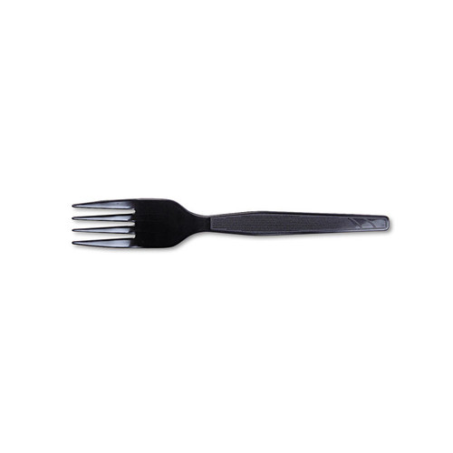 Plastic Cutlery, Heavy Mediumweight Forks, Black, 100/Box [SKU: DXEFM507]