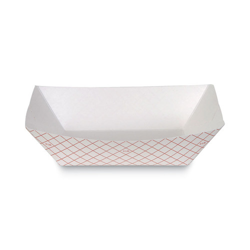 Kant Leek Polycoated Paper Food Tray, 3 lb Capacity, 8.4 x 5.8 x 2.1, Red Plaid, 250/Bag, 2 Bags/Carton [SKU: DXERP3008]