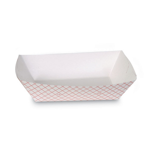 Kant Leek Clay-Coated Paper Food Tray, 5 lb Capacity, 9.3 x 6.1 x 2.1, Red Plaid, 500/Carton [SKU: DXERP500]