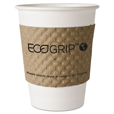 EcoGrip Hot Cup Sleeves - Renewable and Compostable, Fits 12, 16, 20, 24 oz Cups, Kraft, 1,300/Carton [SKU: ECOEG2000]