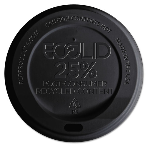 EcoLid 25% Recycled Content Hot Cup Lid, Black, Fits 10 oz to 20 oz Cups, 100/Pack, 10 Packs/Carton [SKU: ECOEPHL16BR]