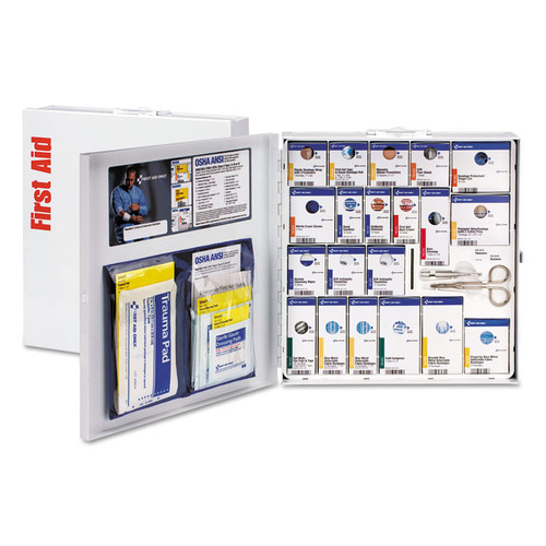 ANSI 2015 SmartCompliance Food Service First Aid Kit, w/o Medication, 50 People, 260 Pieces, Metal Case [SKU: FAO746006021]