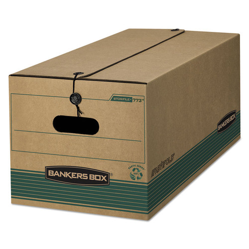 STOR/FILE Medium-Duty Strength Storage Boxes, Legal Files, 15.25" x 24.13" x 10.75", Kraft/Green, 12/Carton [SKU: FEL00774]