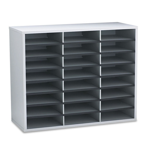 Literature Organizer, 24 Letter Compartments, 29 x 11.88 x 23.44, Dove Gray [SKU: FEL25041]