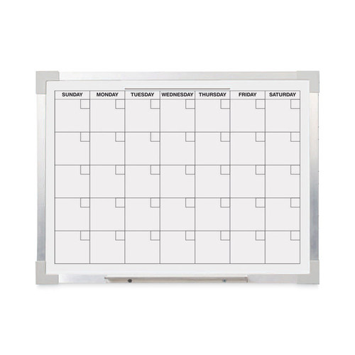 Framed Calendar Dry Erase Board, 24 x 18, White, Silver Aluminum Frame [SKU: FLP17302]