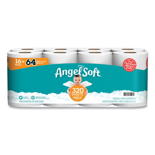 Mega Toilet Paper, Septic Safe, 2-Ply, White, 320 Sheets/Roll, 16 Rolls/Pack [SKU: GPC7942301]