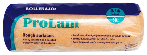 RollerLite ProLam 9KL075 Roller Cover, 3/4 in Thick Nap, 9 in L, Acrylic/Polyester/Wool Cover [SKU: ORG4339669]