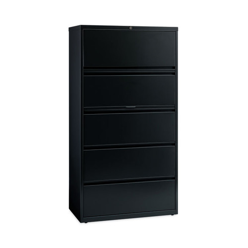 Lateral File Cabinet, 5 Letter/Legal/A4-Size File Drawers, Black, 30 x 18.62 x 67.62 [SKU: HID14992]
