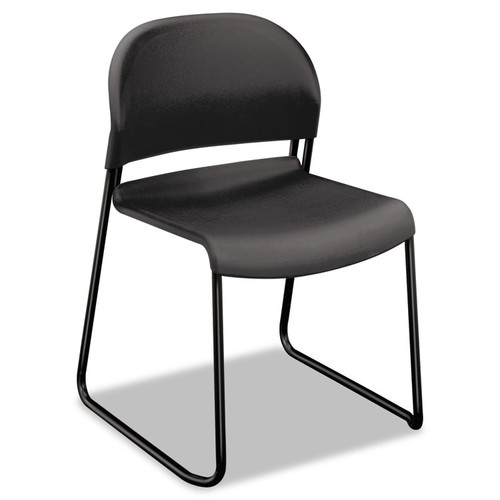 GuestStacker High Density Chairs, Supports Up to 300 lb, 17.5" Seat Height, Lava Seat, Lava Back, Black Base, 4/Carton [SKU: HON4031LAT]