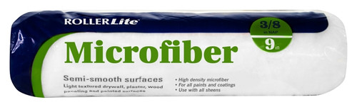 RollerLite 9MF8038 Roller Cover, 3/8 in Thick Nap, 9 in L, Microfiber Cover, White [SKU: ORG4340485]