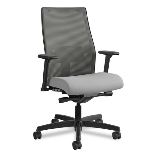 Ignition 2.0 4-Way Stretch Mid-Back Mesh Task Chair, Supports 300 lb, 17" to 21" Seat, Frost Seat, Charcoal Back, Black Base [SKU: HONI2M2ACC22ATK]