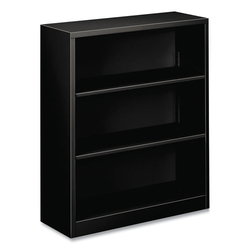 Metal Bookcase, Three-Shelf, 34.5w x 12.63d x 41h, Black [SKU: HONS42ABCP]
