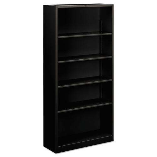 Metal Bookcase, Five-Shelf, 34.5w x 12.63w x 71h, Black [SKU: HONS72ABCP]
