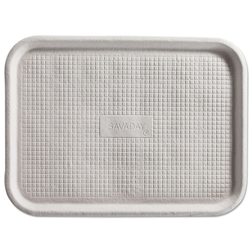Savaday Molded Fiber Flat Food Tray, 1-Compartment, 16 x 12, White, Paper, 200/Carton [SKU: HUH20803CT]