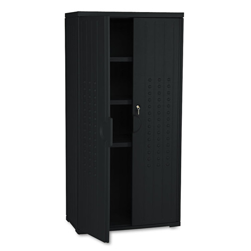 Rough n Ready Storage Cabinet, Three-Shelf, 33w x 18d x 66h, Black [SKU: ICE92551]