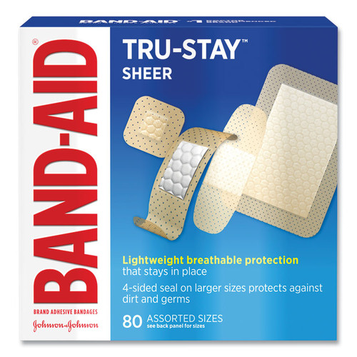 Tru-Stay Sheer Strips Adhesive Bandages, Assorted, 80/Box [SKU: JOJ4669]