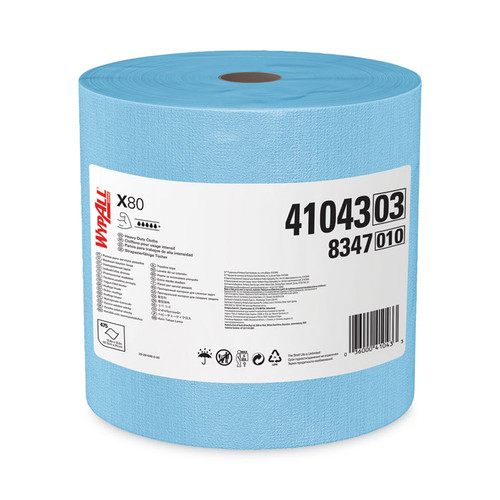 Power Clean X80 Heavy Duty Cloths, Jumbo Roll, 12.4 x 12.2, Blue, 475/Roll [SKU: KCC41043]