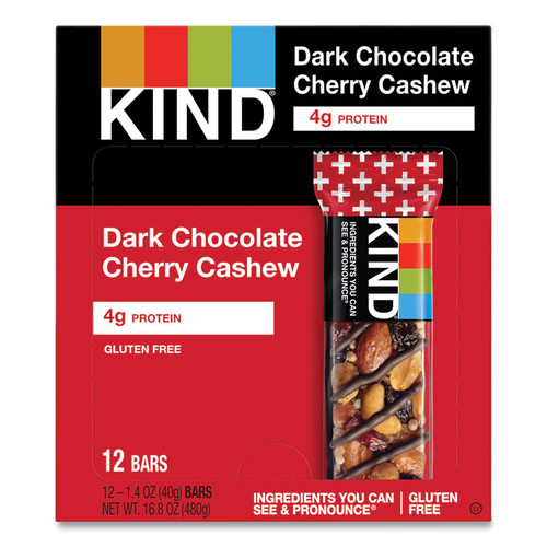 Plus Nutrition Boost Bar, Dk ChocolateCherryCashew/Antioxidants, 1.4 oz, 12/Box [SKU: KND17250]