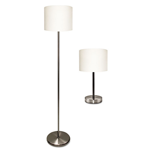 Slim Line Lamp Set, Table 12.63" High and Floor 61.5" High, Silver [SKU: LEDL9135]