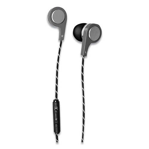 Bass 13 Metallic Earbuds with Microphone, 4 ft Cord, Silver [SKU: MAX199600]
