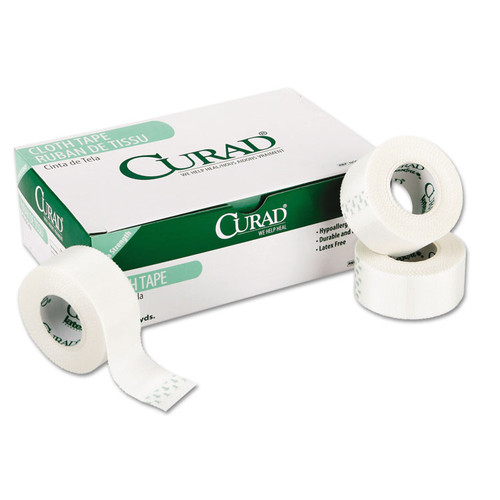 First Aid Cloth Silk Tape, Heavy-Duty, Acrylic/Silk, 1" x 10 yds, White, 12/Pack [SKU: MIINON270101]