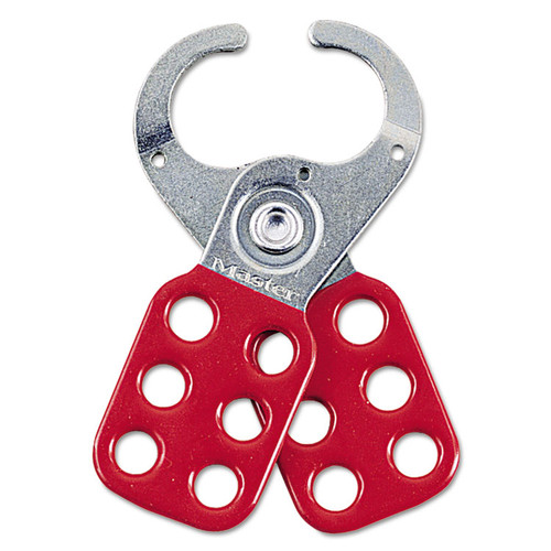 Steel Lockout Hasp, Steel/Vinyl, 2.37", Silver/Red [SKU: MLK421]