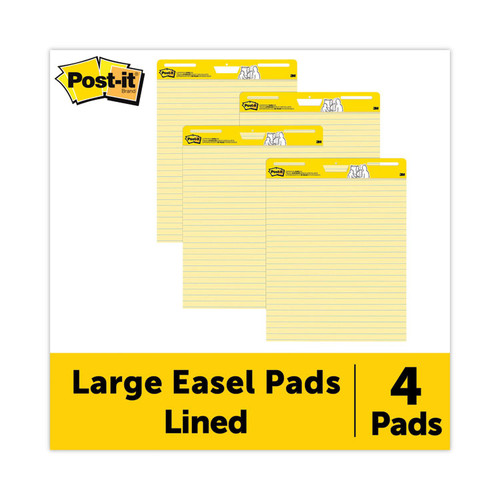 Vertical-Orientation Self-Stick Easel Pad Value Pack, Presentation Format (1.5" Rule), 25 x 30, Yellow, 30 Sheets, 4/Carton [SKU: MMM561VAD4PK]