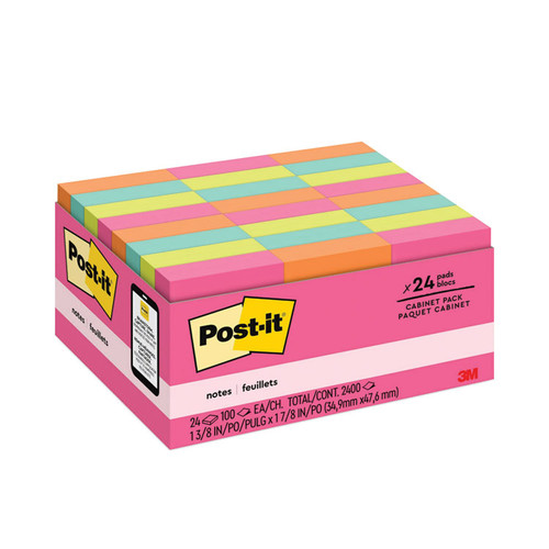 Original Pads in Poptimistic Colors, Value Pack, 1.38" x 1.88", 100 Sheets/Pad, 24 Pads/Pack [SKU: MMM65324ANVAD]