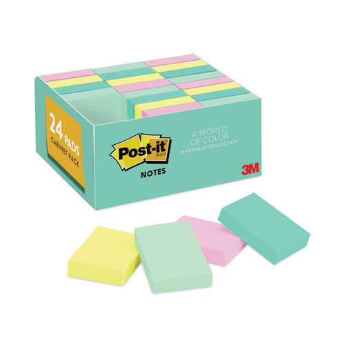 Original Pads in Beachside Cafe Collection Colors, Value Pack, 1.38" x 1.88", 100 Sheets/Pad, 24 Pads/Pack [SKU: MMM65324APVAD]