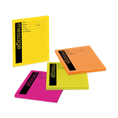 Self-Stick Message Pad, Note Ruled, 4" x 5", Energy Boost Collection Colors, 50 Sheets/Pad, 4 Pads/Pack [SKU: MMM76794SS]