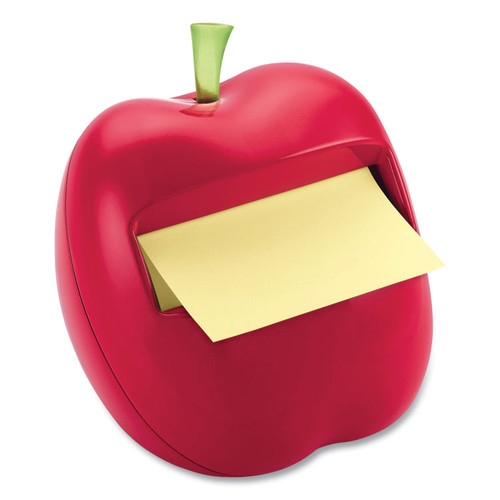 Apple-Shaped Dispenser, For 3 x 3 Pads, Red, Includes 50-Sheet Canary Yellow Pop-Up Pad [SKU: MMMAPL330]