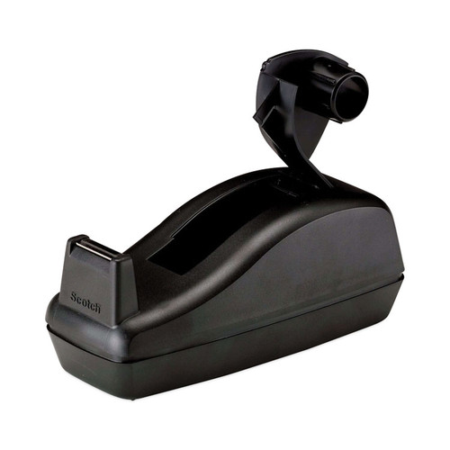 Deluxe Desktop Tape Dispenser, Heavily Weighted, Attached 1" Core, Black [SKU: MMMC40BK]