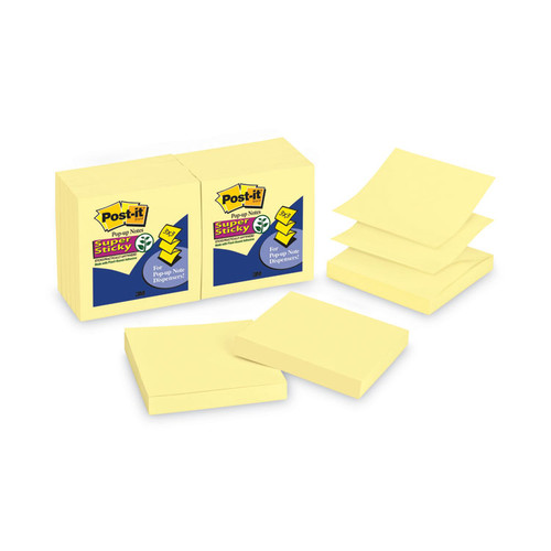 Pop-up 3 x 3 Note Refill, 3" x 3", Canary Yellow, 90 Sheets/Pad, 12 Pads/Pack [SKU: MMMR33012SSCY]