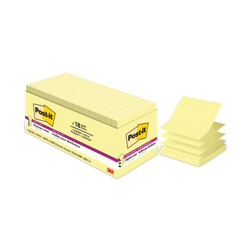 Pop-up 3 x 3 Note Refill, Cabinet Pack, 3" x 3", Canary Yellow, 90 Sheets/Pad, 18 Pads/Pack [SKU: MMMR33018SSCYCP]