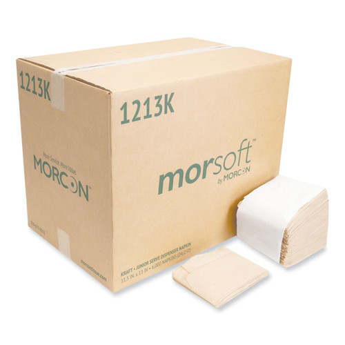 Morsoft Dispenser Napkins, 1-Ply, 11.5 x 13, Kraft, 250/Pack, 24 Packs/Carton [SKU: MORD1213K]