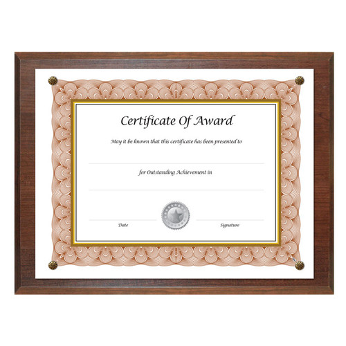 Award-A-Plaque Document Holder, Acrylic/Plastic, 10.5 x 13, Walnut [SKU: NUD18811M]
