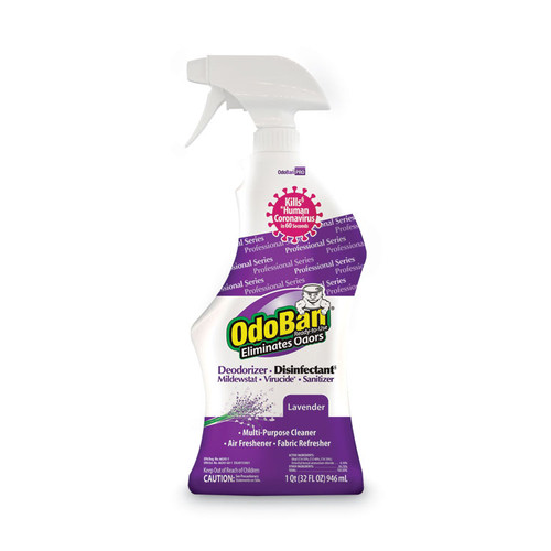 RTU Odor Eliminator and Disinfectant, Lavender, 32 oz Spray Bottle, 12/Carton [SKU: ODO910162QC12]
