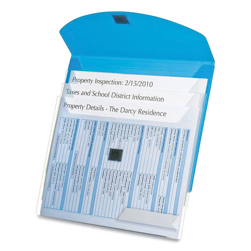 4-Pocket Envelope Folder, 3-Hole Punched, Letter Size, Blue/Translucent [SKU: OXF35103EE]