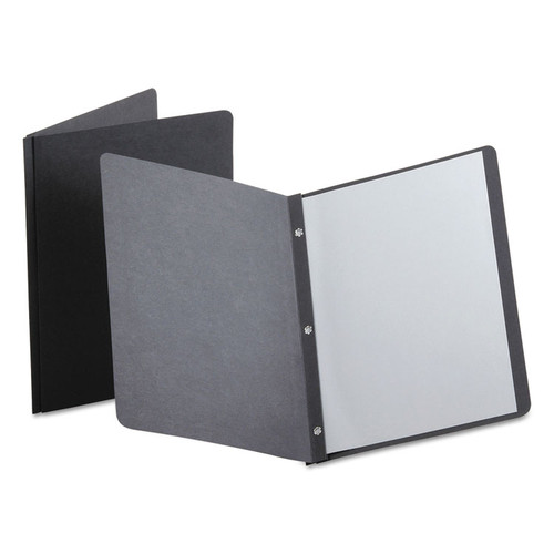Title Panel and Border Front Report Cover, Three-Prong Fastener, 0.5" Capacity, 8.5 x 11, Black/Black, 25/Box [SKU: OXF52506]