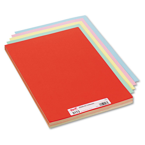 Assorted Colors Tagboard, 12 x 18, Blue, Canary, Green, Orange, Pink, 100/Pack [SKU: PAC5173]