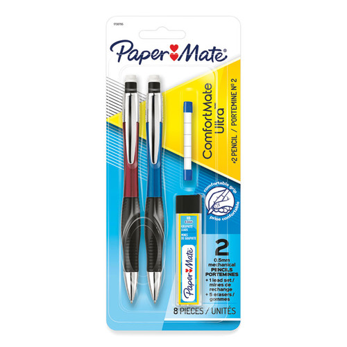 ComfortMate Ultra Pencil Starter Set, 0.5 mm, HB (#2.5), Black Lead, Assorted Barrel Colors, 2/Pack [SKU: PAP1738795]